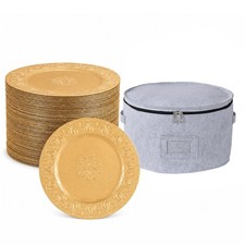 Set Of Gold Charger Plates with Beaded Rims,13 in Round Chargers Set Of 50 New