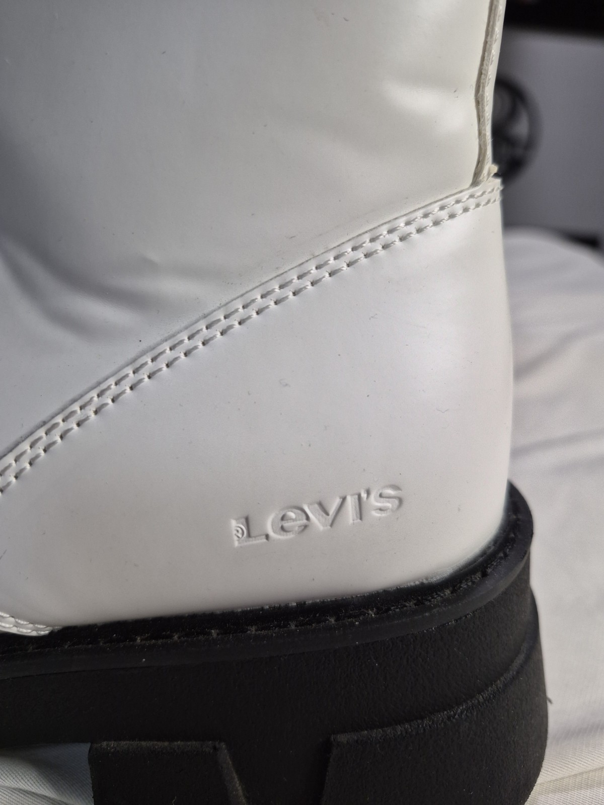 Levi's White Boots Combat Womens Laces Zipper Platform Black Sole 8.5 thumbnail 9