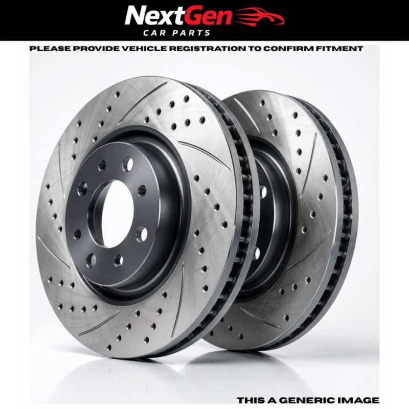 Drilled and Grooved Brake Disc Pair for Jeep Wrangler III jk 2006 on