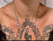 Vintage late 90s Jon Richard lucky charm diamanté necklace Retro Jewellery