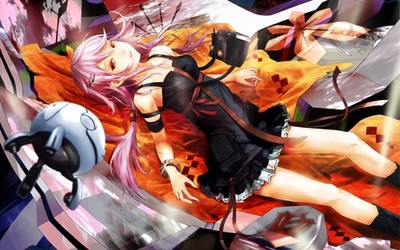Anime guilty crown yuzuriha inori dress pink hair long Custom Gaming Mat Desk