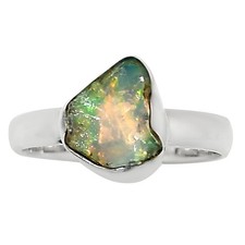 Natural Ethiopian Opal Rough 925 Sterling Silver Ring s.7 Jewelry R-1001