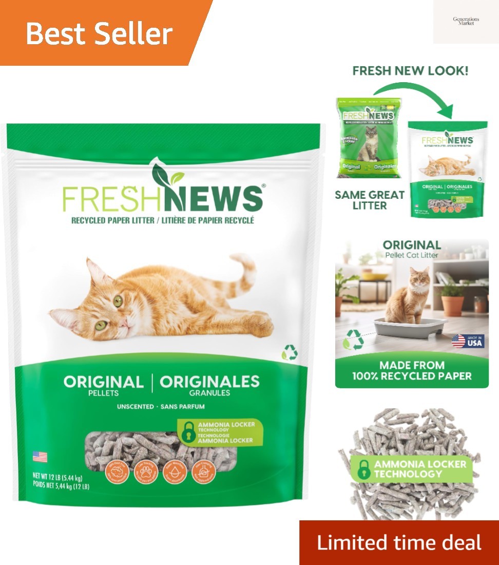 Recycled Paper  Pellet Cat Litter, 12 Pound, Non-Clumping, U