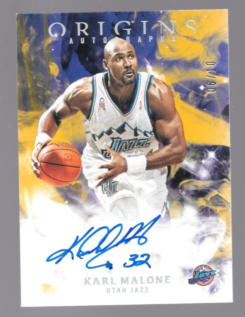 Panini Karl Malone Basketball Autographed Sports Trading Cards for 