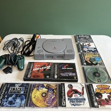 Sony PlayStation 1 PS1 Console SCPH-7501 Bundle Green Controller & 10 Games