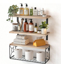Over Toilet Shelf Wall Mounted Floating Bathroom Storage Farmhouse 16in