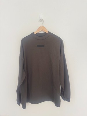 Fear Of God Essentials Long Sleeve T Shirt Mens Small Brown Oversized Crewneck