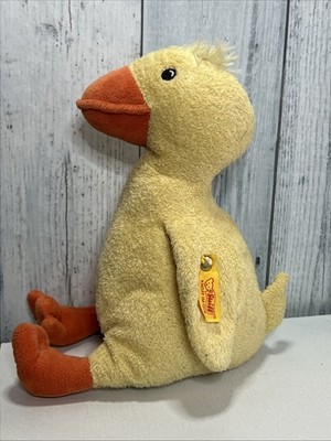 Steiff Duck Plush Yellow Bird 9in Gold Button Tag #669101