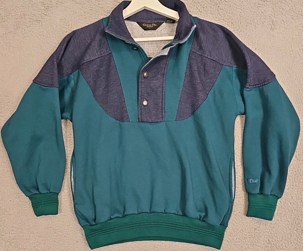 Vintage Christian Dior Monsieur 1/4 Button Zip Sweatshirt