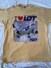 Vintage LOT Polish Airlines I Love LOT Boeing 767 T-Shirt XL Aviation Airline