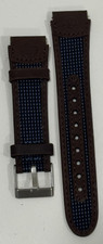 Timex Expedition Watch Band Strap Nylon/Leather Blue/Brown 19mm