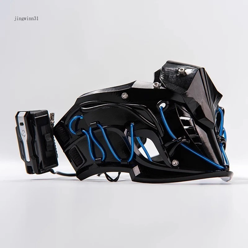 Yinhu Original Half Face Cyberpunk Mask, Mechanical Ninja Cosplay Prop Men Women - Image 2 of 4