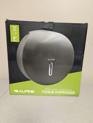 Alpine Industries Plastic Single 9'' Roll Jumbo Toilet Paper Dispenser (Gray)