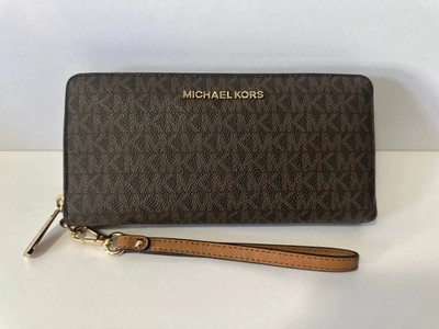 Michael Kors Jet Set Travel Signature PVC Continental Wallet Wristlet Phonecase