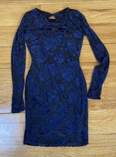 Windsor Black & Blue Floral Dress Size Small Bachelorette/Cocktail Dress