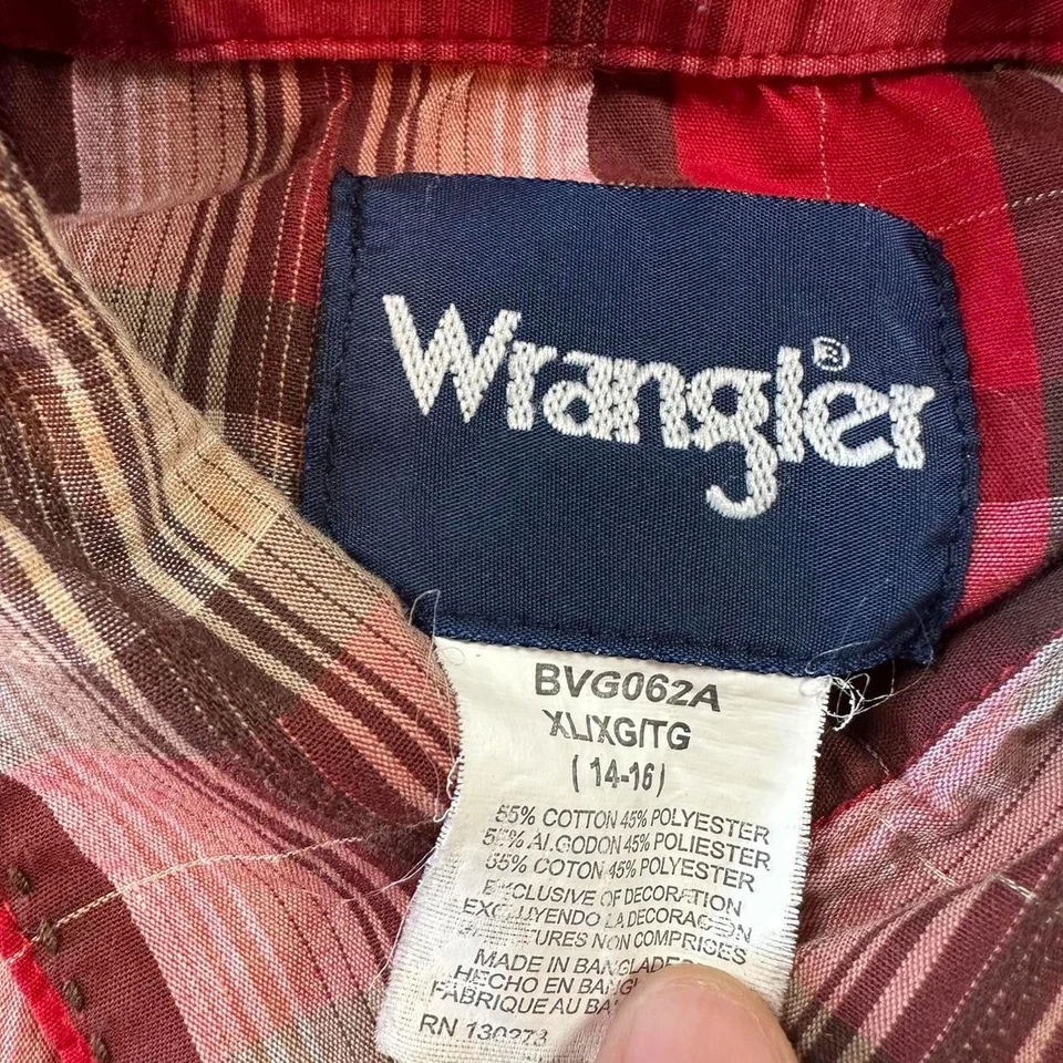 Camisa wrangler wrangler vintage años 90 perla a presión camisa wrangler a cuadros manga larga Foto 4 de 4