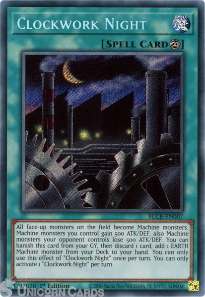 BLCR-EN007 Clockwork Night :: Secret Rare 1st Edition Mint YuGiOh Card