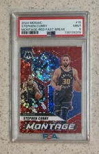 2024 Panini Mosaic Stephen Curry Montage #15 Red Fast Break #d/99 PSA 9 Mint