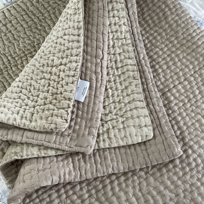Restoration Hardware Pick Stitch Sateen Velvet Bedding Cal King Quilt