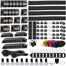 327 PCS Cable Management Kit 4 Cable Cable Sleeves,65 Cable Clips with 13Cord...