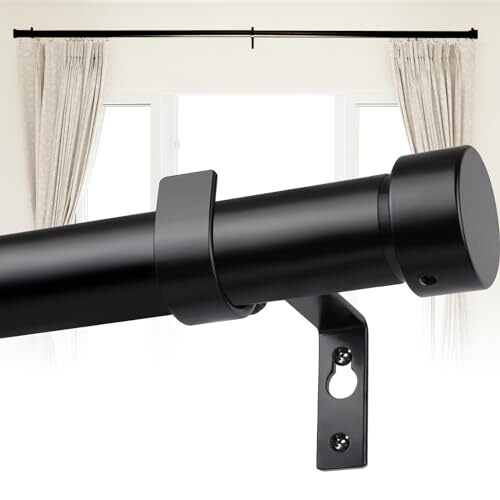 Heavy Duty Curtain Rods for Windows 48 to 84 Inch, 1 Inch Black 30"-90" black - Picture 3 of 7