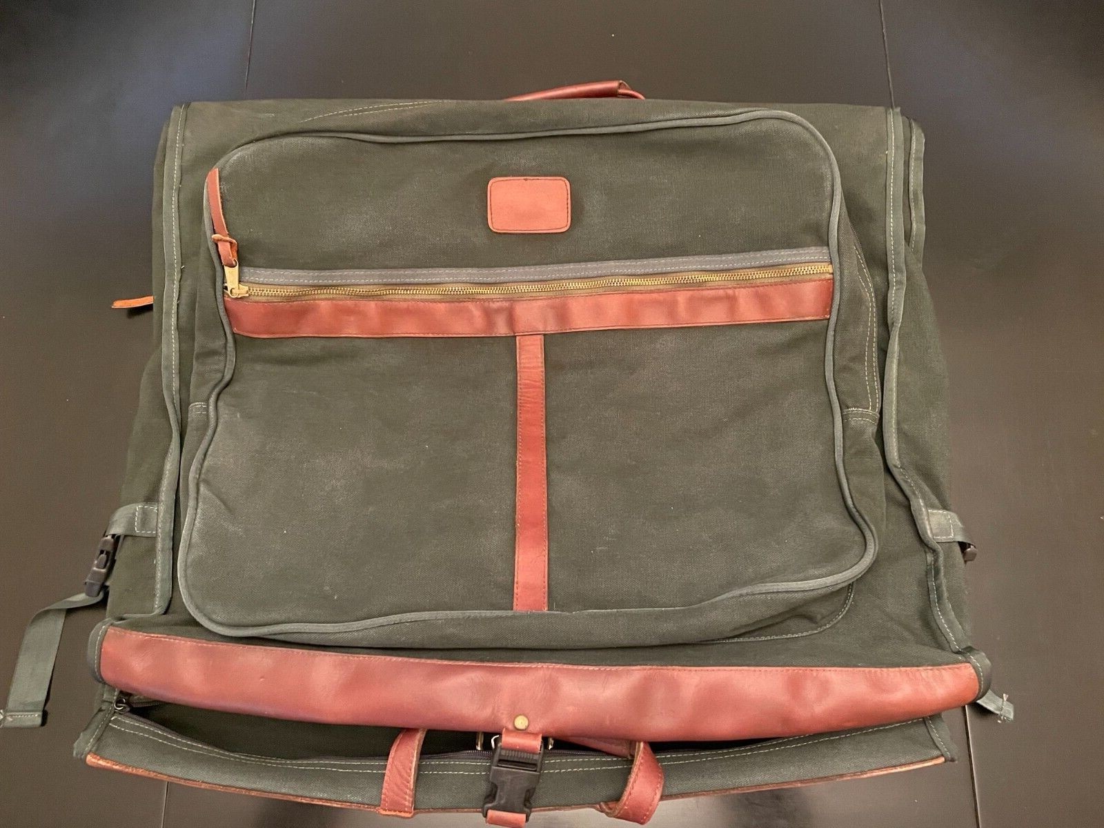 Vintage Orvis Garment Bag Gorkeys Battenkill Brown Leather Canvas Green