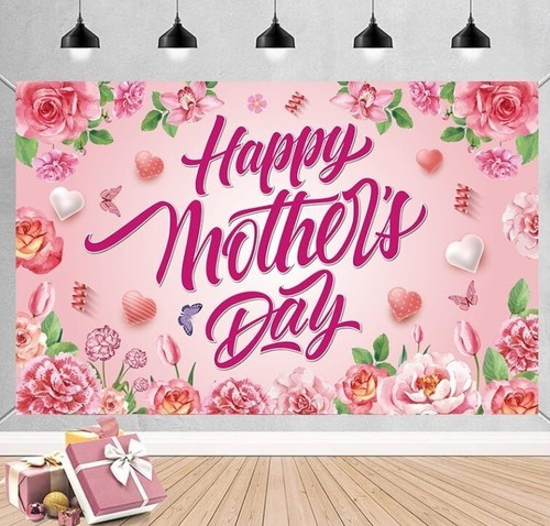 Happy Mothers Day Banner, Large Mothers Day Party Backdrop,Mother'S Day Party De