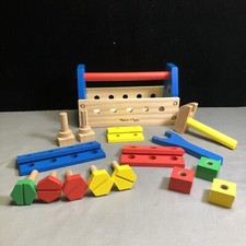 Melissa  Doug Take Along Tool Kit Colorful Shape Wooden Learning Box Toy LOT