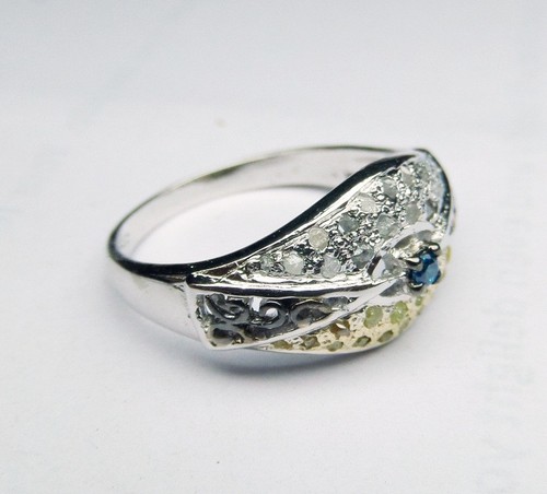 0.41 ct natural multi color raw uncut diamond ring in 925 sterling silver nr - Foto 4 di 7