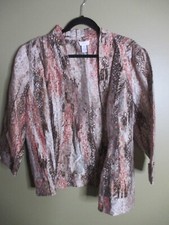 NWOT Chico's 3 / XL Brown Tan Linen Blend Open Front 3/4 Sleeve Jacket
