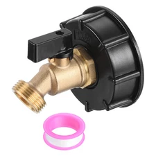 275-330 Gallon IBC Tote Tank Adapter 2.44" Coarse Thread Brass Hose Faucet Valve