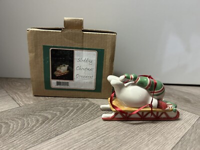 Longaberger Schneemann Bluster Schlitten Weihnachtsschmuck - am Baum hängend