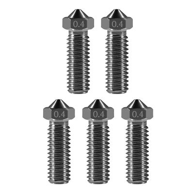 E3D Hardened Steel Volcano Nozzle 0.4mm V6 Kobra 2 Extruder Nozzles M6, 5pcs