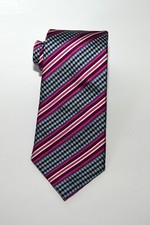 BEAU Ties Men's 100% Silk Tie Multi Color Striped and Checker Made in USA
