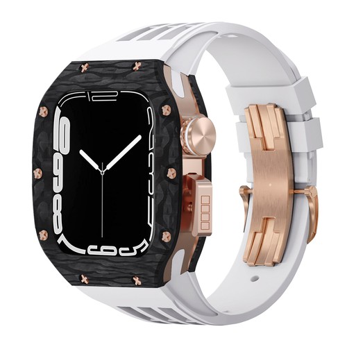 Carbon Fibre Case for Apple Watch 8/7/SE/6 45/44mm Silicone Strap Rubber Band - 第 20/97 張圖片