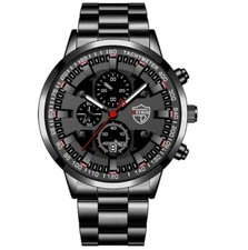Stainless Steel Quartz Luxury Unisex Watch -Black | Good for business or casual 