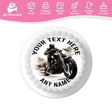 Biker Bike Rider Black Personalised Cake Icing Topper Edible Cupcake Decoration