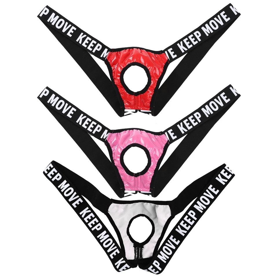 DE Wetlook Herren String Tanga Lack Leder Optik Sexy Unterwäsche Männer Slips - Bild 4 von 4