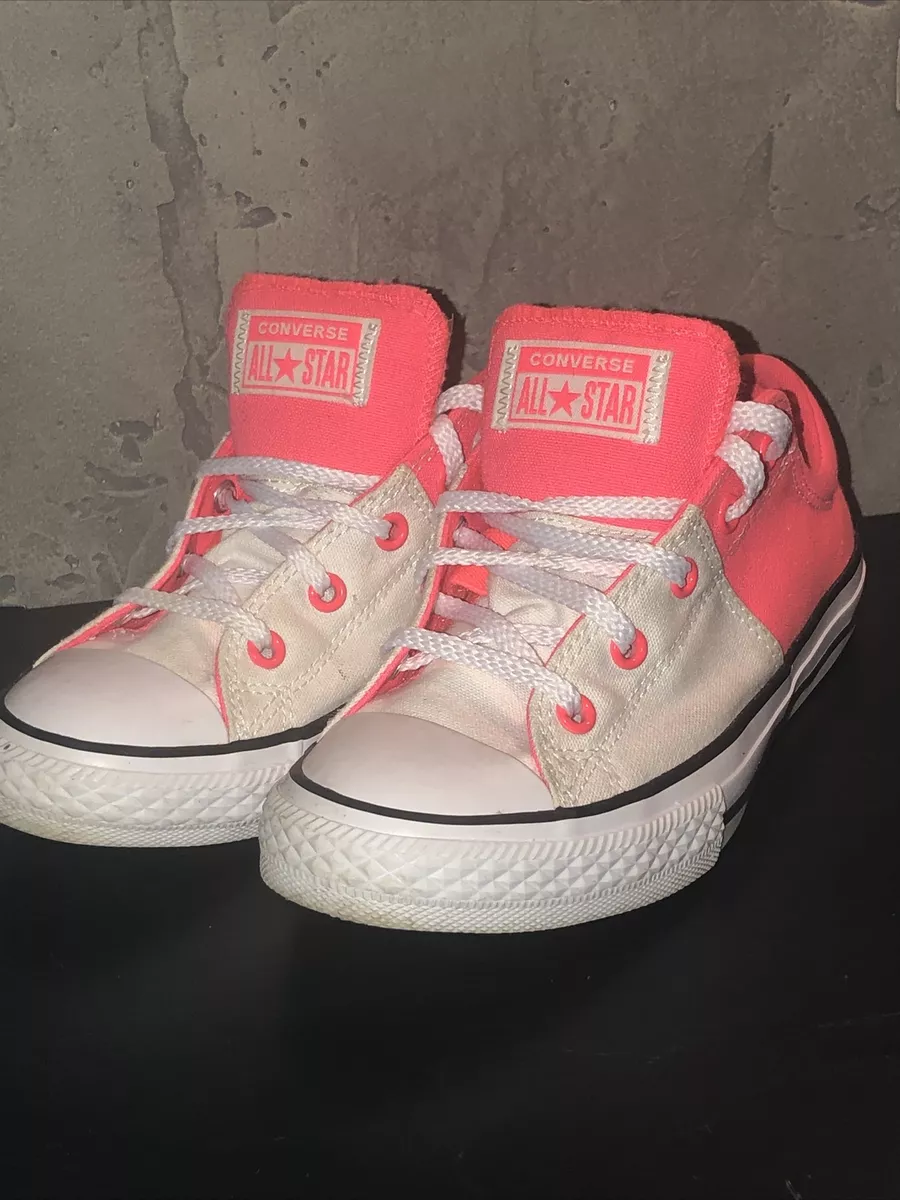 Converse Girls CTAS Madison OX White Hot Pink Punch Size 3 Skate Shoes EUC