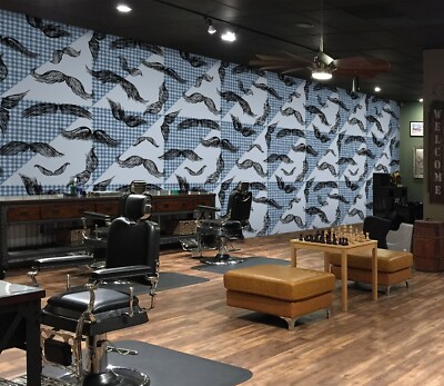 3D Black Beard G3548 Hair Cut Barber Shop Wallpaper Wall Murals Self-adhesive E