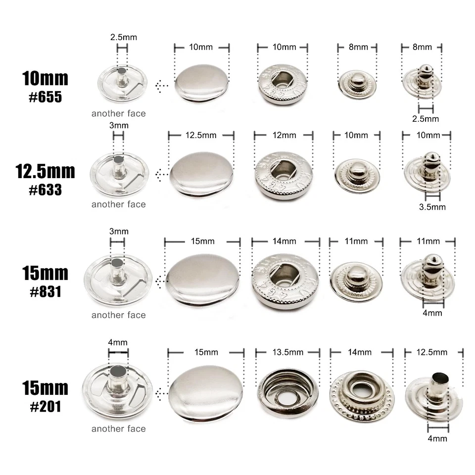 Metal Press Stud Snap Button Popper Fastener for Leather Clothes Jacket Repair - Image 2 of 4