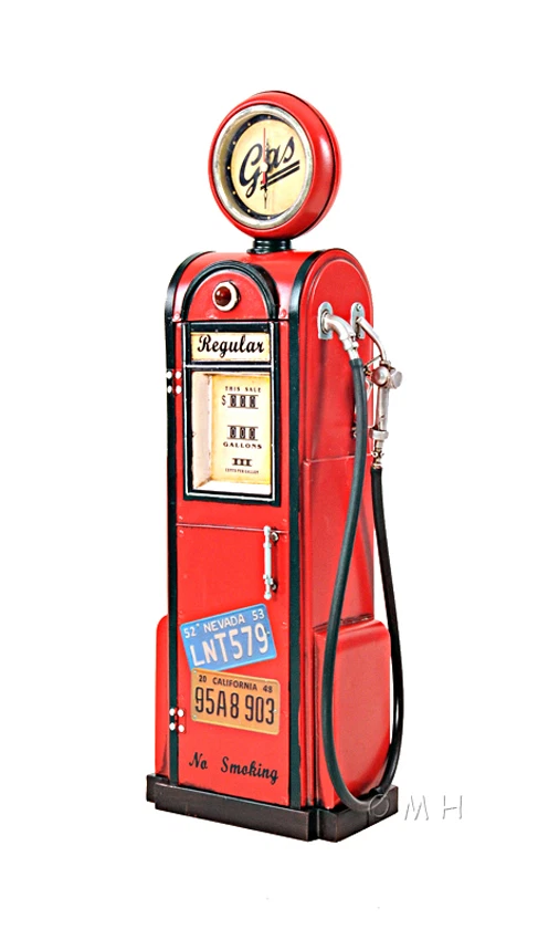 Gas Pump Vintage Antique Reproduction Metal Model 21 w/ Clock Automotive  Decor