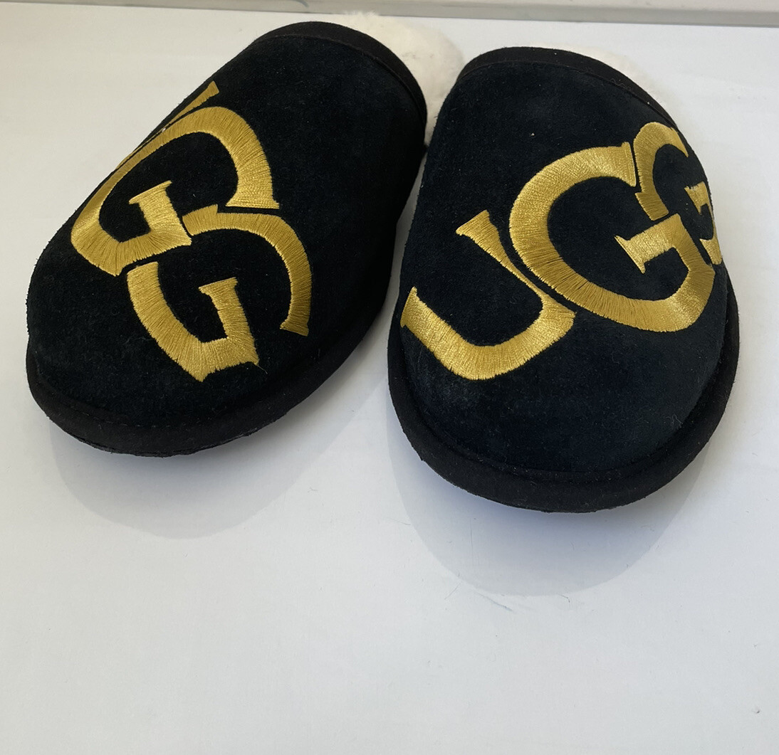 Mens Ugg Australia Scuff Black Suede Shearling Lined‎ Comfort Slippers Size 12 M UGG Black Slippers Men main image 3