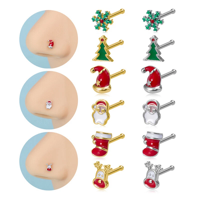 Christmas nose best sale stud