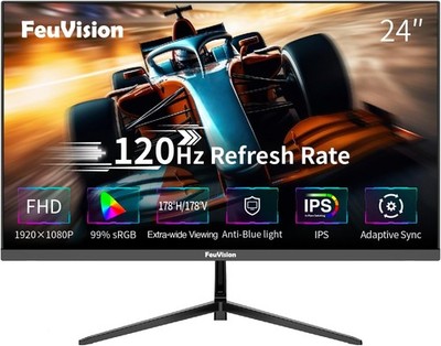 FeuVision 24 Zoll Monitor, 120Hz, FHD 1080p, IPS Panel, Gaming Monitor, 4ms HDMI