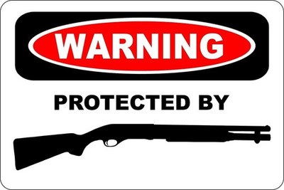 Aluminum Novelty Sign Sticker Tiger Warning Protected By Shotgun 8x12 Funny