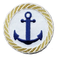 Nautical Anchor Round Embroidered Iron On Patch