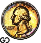 1964 Washington Quarter PROOF, Stunning Color, Premium Quality Superb Gem PR++