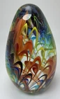Vtg Castellani Murano Art Glass Egg Paperweight Swirls Of Vibrant Colors EUC