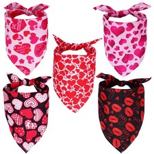 5 Pack Valentines Dog Bandanas Triangle Dog Scarf Valentine Pet Bandana with ...